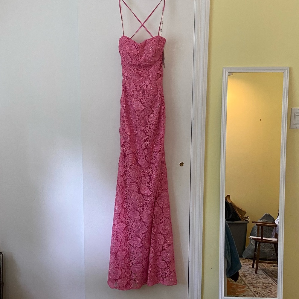 Jules & Cleo Bubblegum Pink Lace Sheath Dress Prom Bridesmaid Size 0 NWT